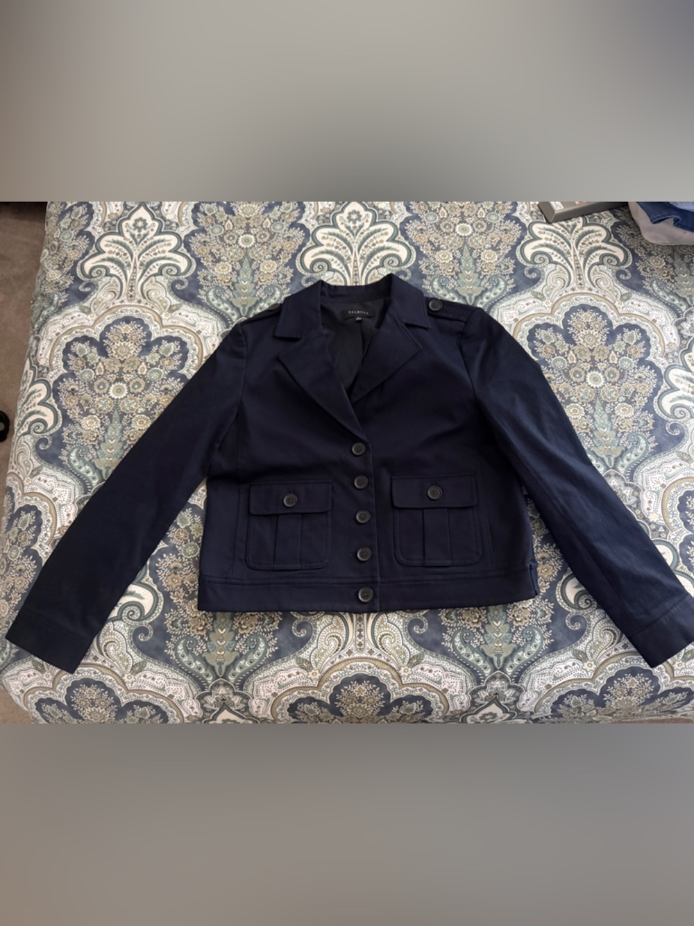 Talbots Navy Cotton Blend Button-Front Jacket